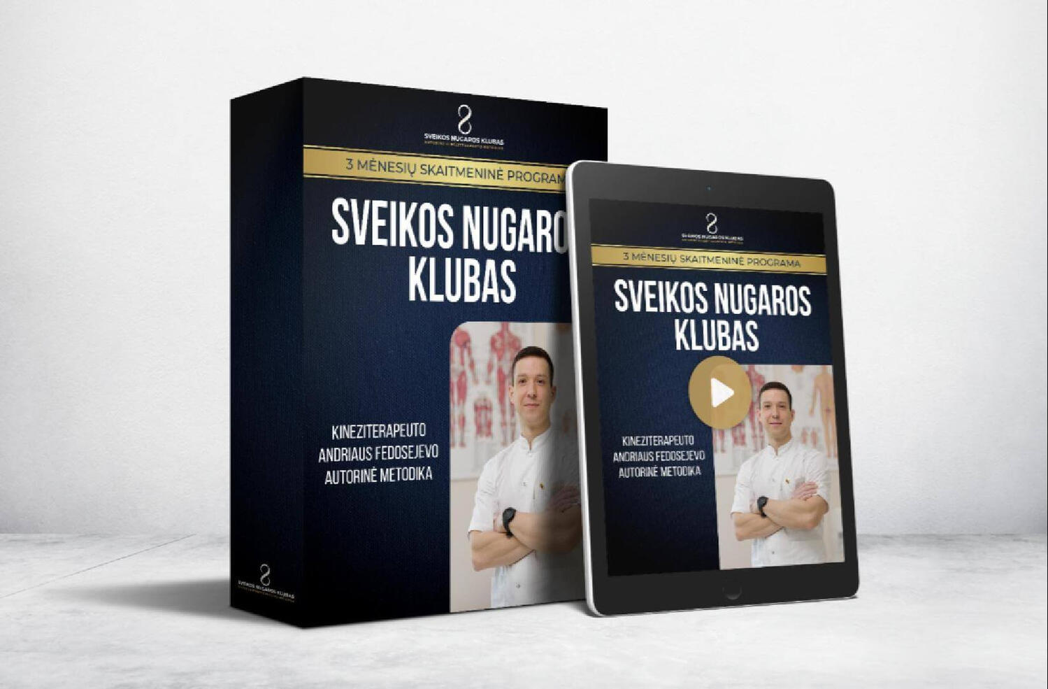 Kineziterapeuto Andriaus Fedosejevo 3 mėnesių skaitmeninė programa nuo nugaros skausmo